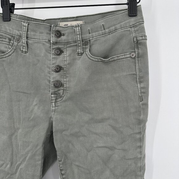 Madewell 9" High Rise Skinny Jean Size 26 Button Fly Garment Dyed Dried Olive - Picture 5 of 8